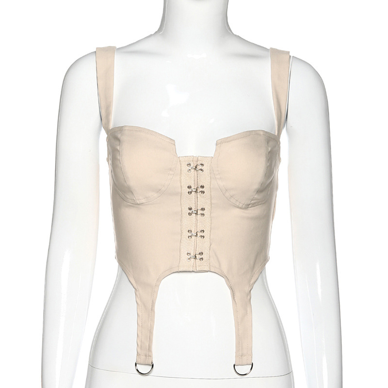 Townlike Rivet Spaghetti Strap Sexy Crop Top Women Summer Tops Strapless Tank Top Streetwear Cropped 2020 T200728