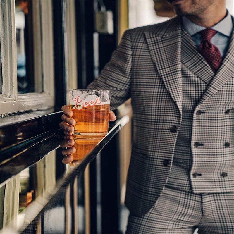 3piece british style wedding suits plaid custom made suits tuxedos party formal business double breasted peaked lapel blazer men suits