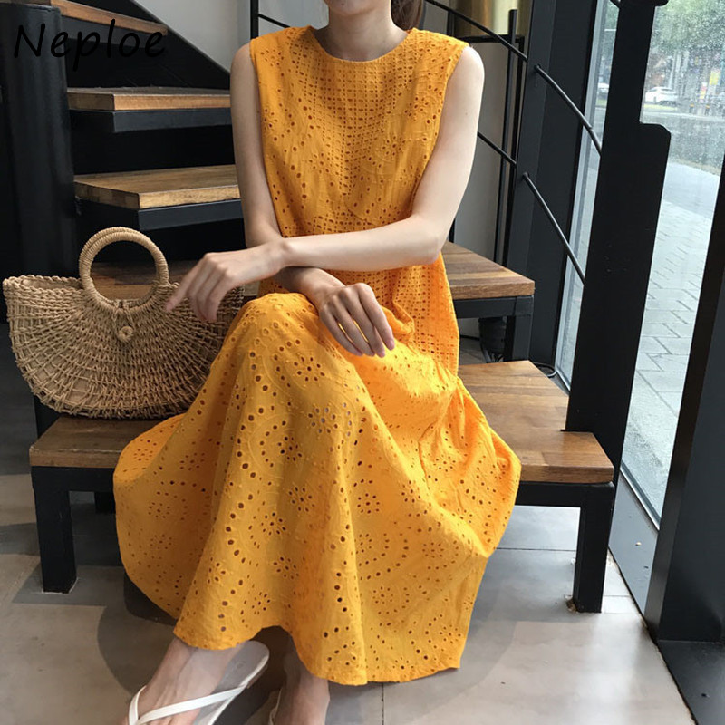 Neploe Chic French Retro Ladies Dress Round Neck Sleeveless Hollow Loose Dresses Women 2020 Summer Fashion New Robe 1F468, Yellow
Neploe Chic French Retro Ladies Dress Round Neck Sleeveless Hollow Loose Dresses Women 2020 Summer Fashion New Robe 1F468, Yellow