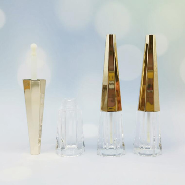 3ml triangle pyramid golden transparent lip gloss tube lip glaze lipstick empty tube bottle