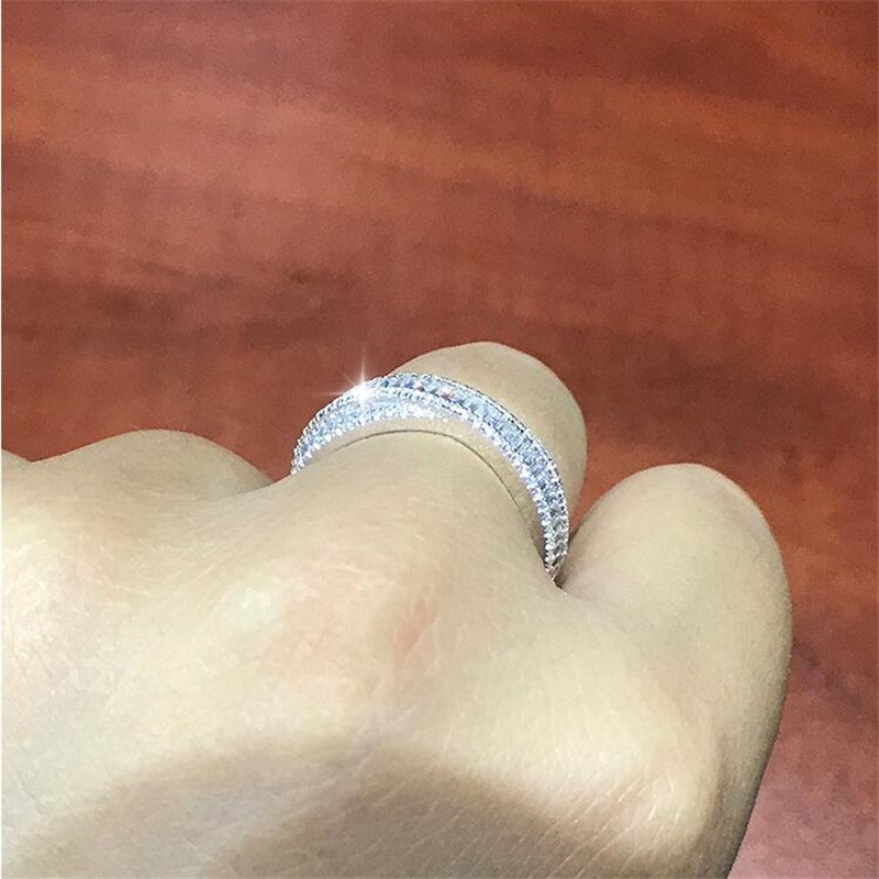 Size 6-10 Handmade Hot Sell Luxury Jewelry 925 Sterling Silver Princess Cut White Topaz CZ Diamond Cross Ring Birthstone Women Wedding Ring