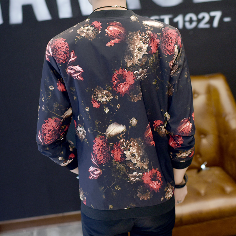 2020 Spring Autumn Bomber Jacket Men Floral Printed Fashion Slim Fit Mens Casual Jackets Long Sleeve Mens Windbreaker Coat Male CX200730