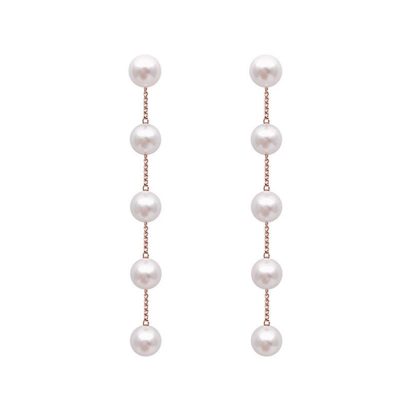 925 Sterling Silver Pin Earrings For Women Wedding Jewelry Gifts Fashion Bohemian Tassel Long Chain Pearl Earring