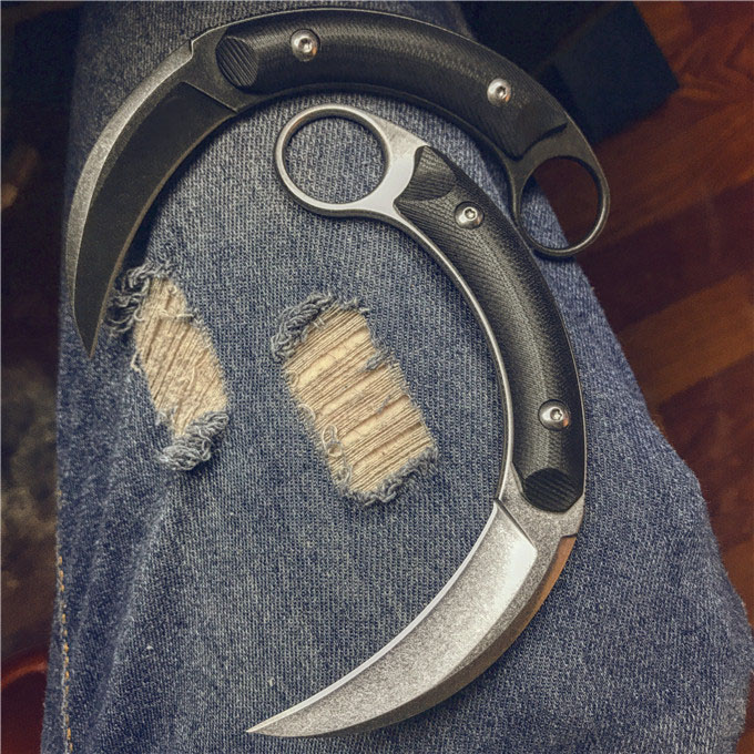 2020 New Karambit Tactical knives 440C White/Black Stone Wash Full Tang G10 Handle Fixed Blade Claw Knife With Kydex
