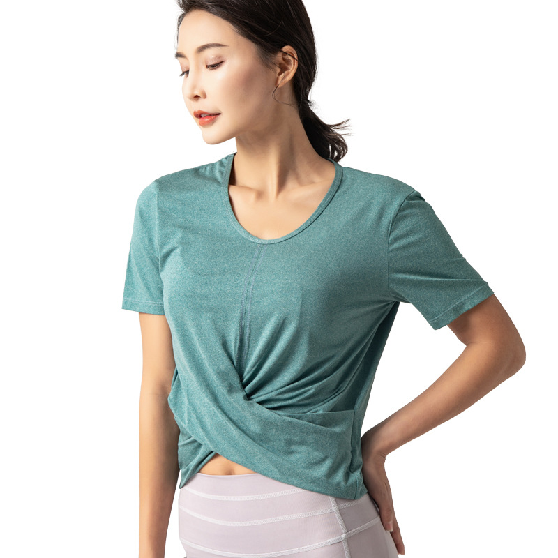 Sexy Elastic Loose Neck Yoga Shirt Workout Tops Cross Hem Short Sleeve Moisture Wicking Sports Shirts Crop Tops Running Gym, Green
Sexy Elastic Loose Neck Yoga Shirt Workout Tops Cross Hem Short Sleeve Moisture Wicking Sports Shirts Crop Tops Running Gym, Green