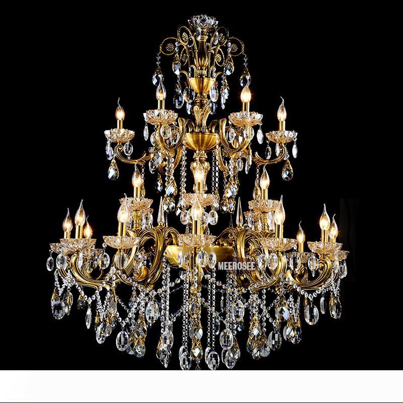 

Luxurious Crystal Chandelier Large Elegant Gold Silver Color Crystal Suspension Light Fixture for Hotel Restaurant Foyer Home