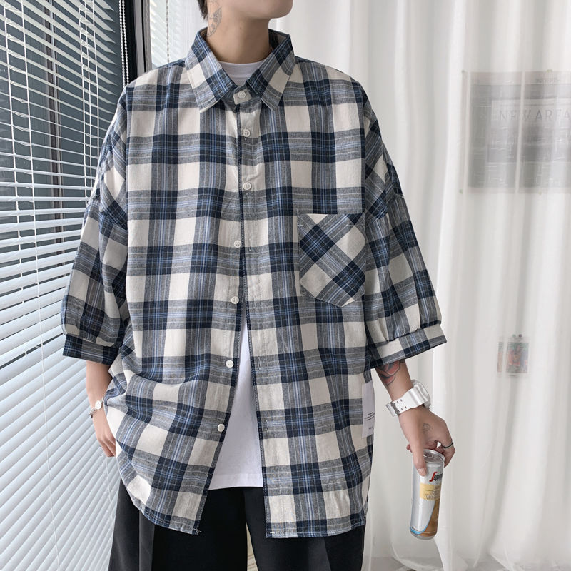 Summer Plaid Shirt Men's Fashion Retro Casual Shirt Men Streetwear Wild Loose Korean Seven-quarter Sleeve Men M-2XL, Green
Summer Plaid Shirt Men's Fashion Retro Casual Shirt Men Streetwear Wild Loose Korean Seven-quarter Sleeve Men M-2XL, Green