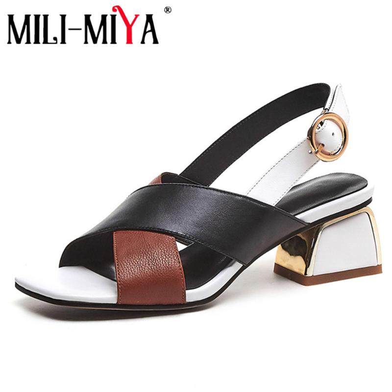 MILI-MIYA Women Sandals Genuine Leather Buckle Strap Square Toe Square Heels Casual Summer Shoes Handmade For Ladies Big Size 43, Black
MILI-MIYA Women Sandals Genuine Leather Buckle Strap Square Toe Square Heels Casual Summer Shoes Handmade For Ladies Big Size 43, Black