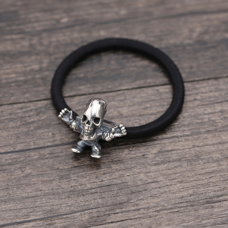 925 sterling silver handmade hair jewelry antique silver designer hair accessories skull butterfly hair band rope American vintage style