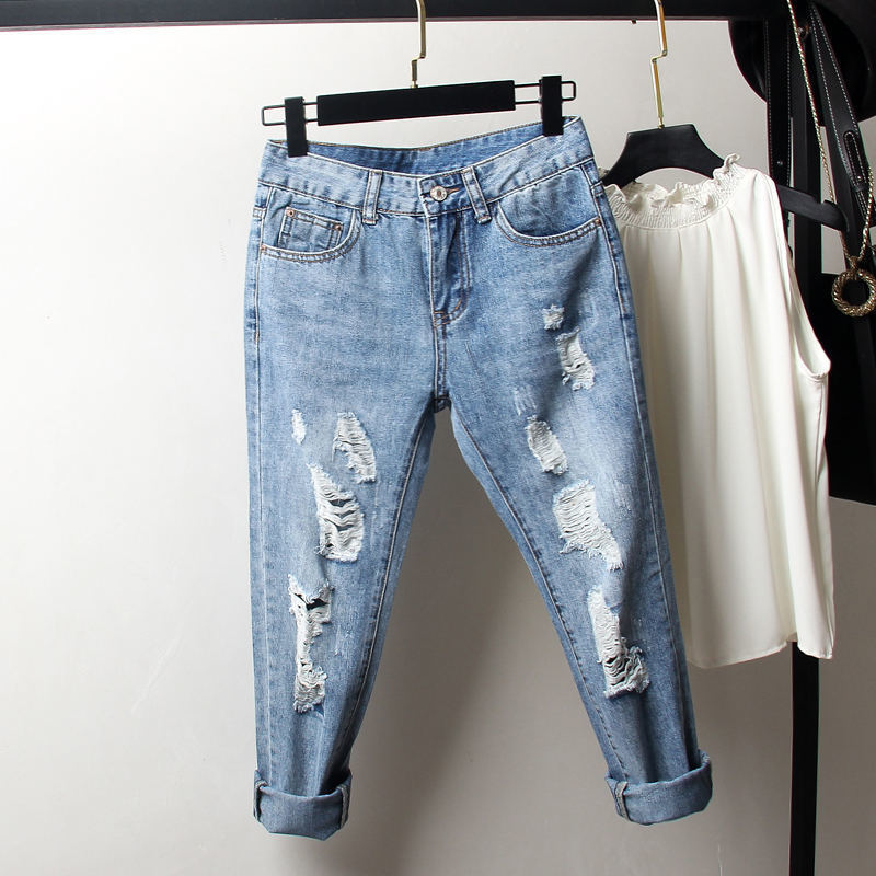 Vintage Boyfriend Jeans For Women High Waist Loose Ripped Jeans Femme Denim Harem Pants Streetwear Plus Size Mom Jeans 4XL Q1413 T200521
