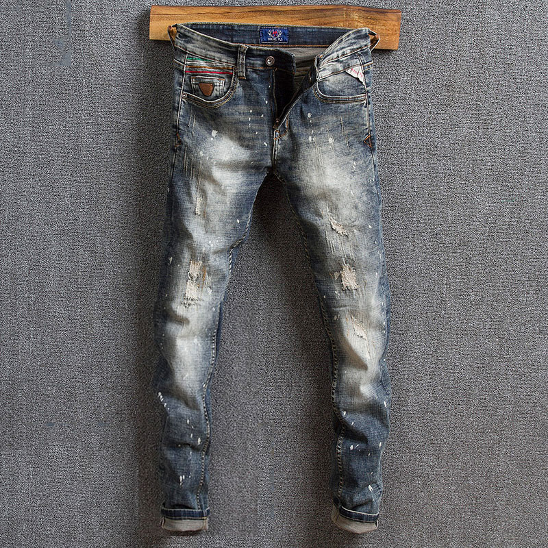 Newly Fashion Men Jeans Top Quality Retro Wash Paint Designer Patchwork Slim Fit Ripped Jeans Men Streetwear Hip Hop Homme, Retro color
Newly Fashion Men Jeans Top Quality Retro Wash Paint Designer Patchwork Slim Fit Ripped Jeans Men Streetwear Hip Hop Homme, Retro color