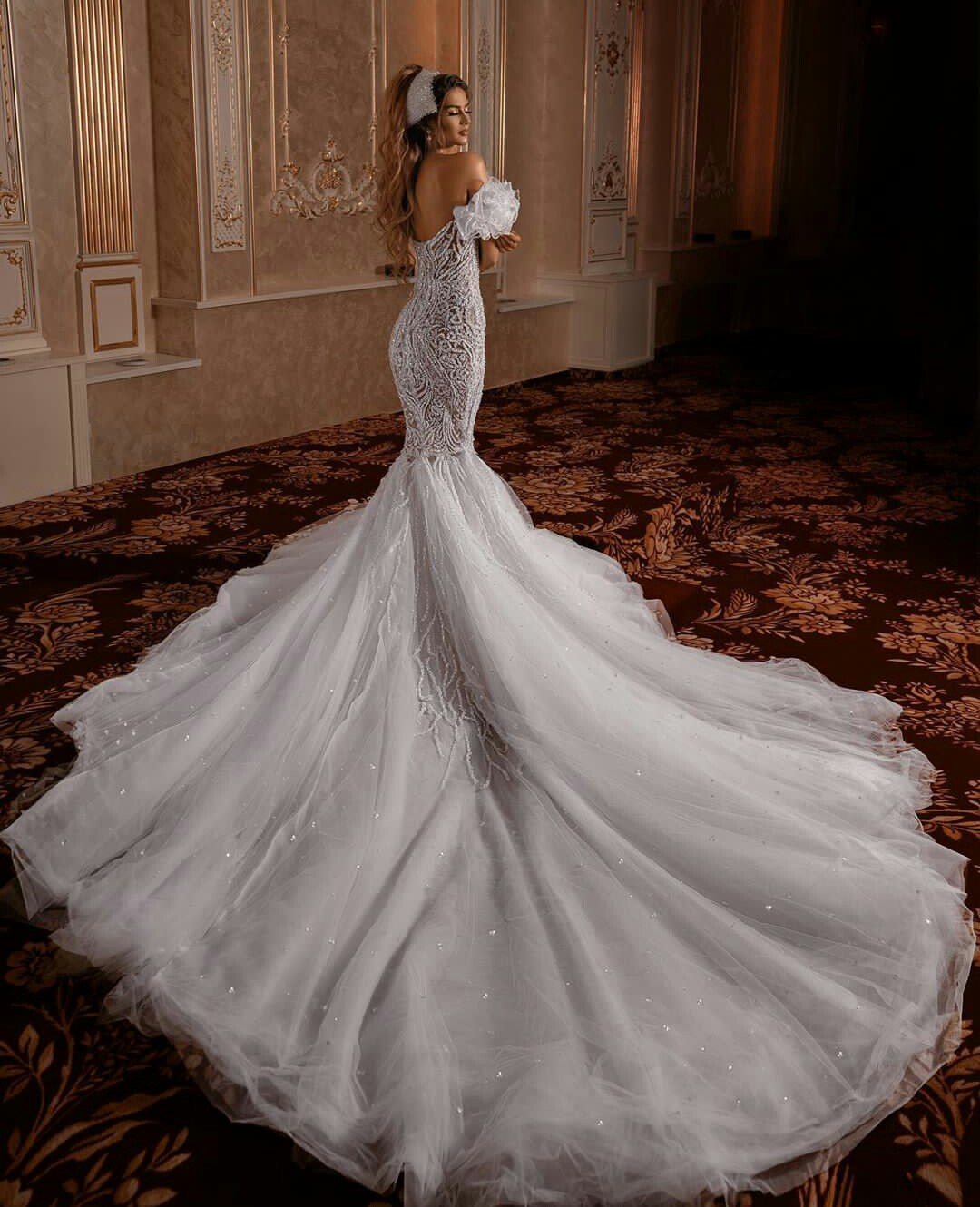 Arabic See Through Mermaid Wedding Dresses 2020 Backless Tulle Sexy vestidos de novia Lace Bridal Gowns robes de mariée