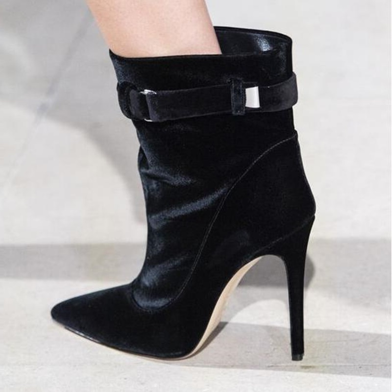 Hot Selling Velvet Ankle Boots Pointed Toe Ankle Buckle Strap Short Boots Stiletto Heels Dress Shoes Big Size 43 Drop Ship, Black
Hot Selling Velvet Ankle Boots Pointed Toe Ankle Buckle Strap Short Boots Stiletto Heels Dress Shoes Big Size 43 Drop Ship, Black