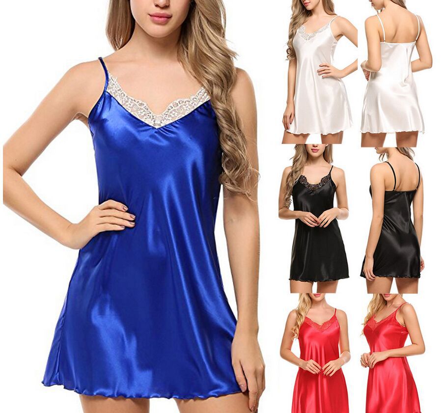 Lace Deep V-neck Nightdress Sexy Lingerie Nightgowns Sleepwear Night Dress Women Sleeveless Nightwear Faux Silk Satin Nightshirt, White
Lace Deep V-neck Nightdress Sexy Lingerie Nightgowns Sleepwear Night Dress Women Sleeveless Nightwear Faux Silk Satin Nightshirt, White