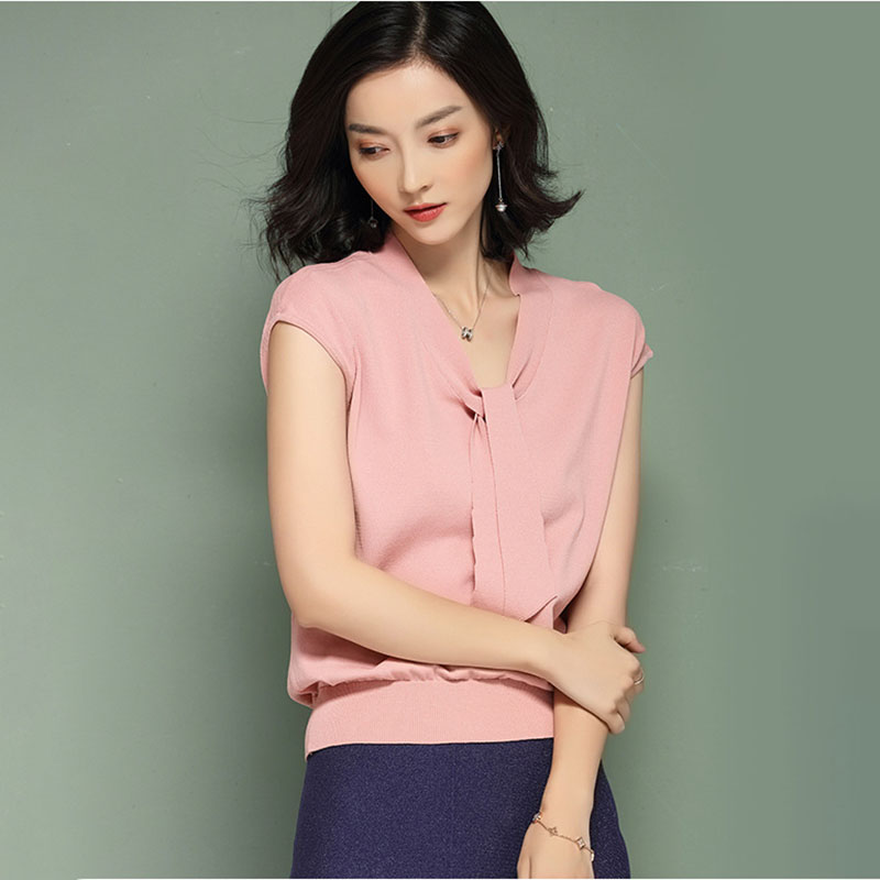Women short sleeve knitting woman top for spring&summer solid color women blause, Black
Women short sleeve knitting woman top for spring&summer solid color women blause, Black