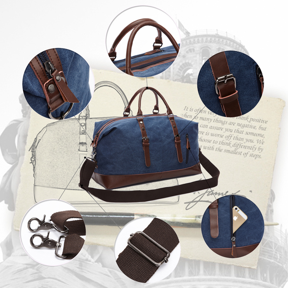 MARKROYAL Fashion Canvas Travel Bag Leather Large Capacity Vintage Luggage Bags Casual Vintage Simple Tote Bag Dropshipping CX200718