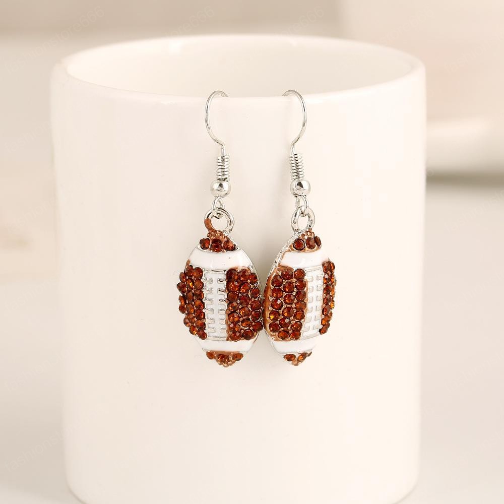 Women dangle Earrings Sport Softball Basketball Football Softball Volleyball Crystal Ear Stud Fashion