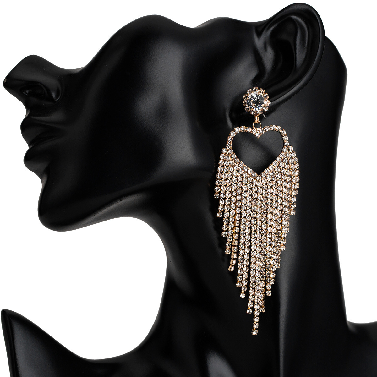 Exaggerated love acrylic diamond tassel earrings female claw chain earrings Super Fairy earrings