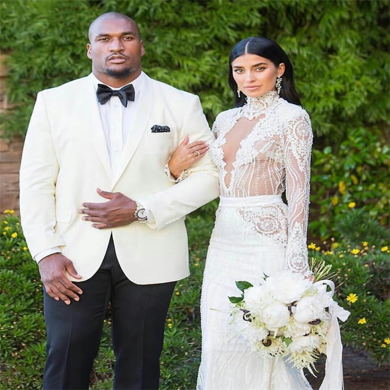 Sexy Illusion Mermaid Wedding Dresses Hollow High-neck Long Sleeves Beaded Appliqued Lace Bridal Gowns Custom Made Robes De Mariée Sirène