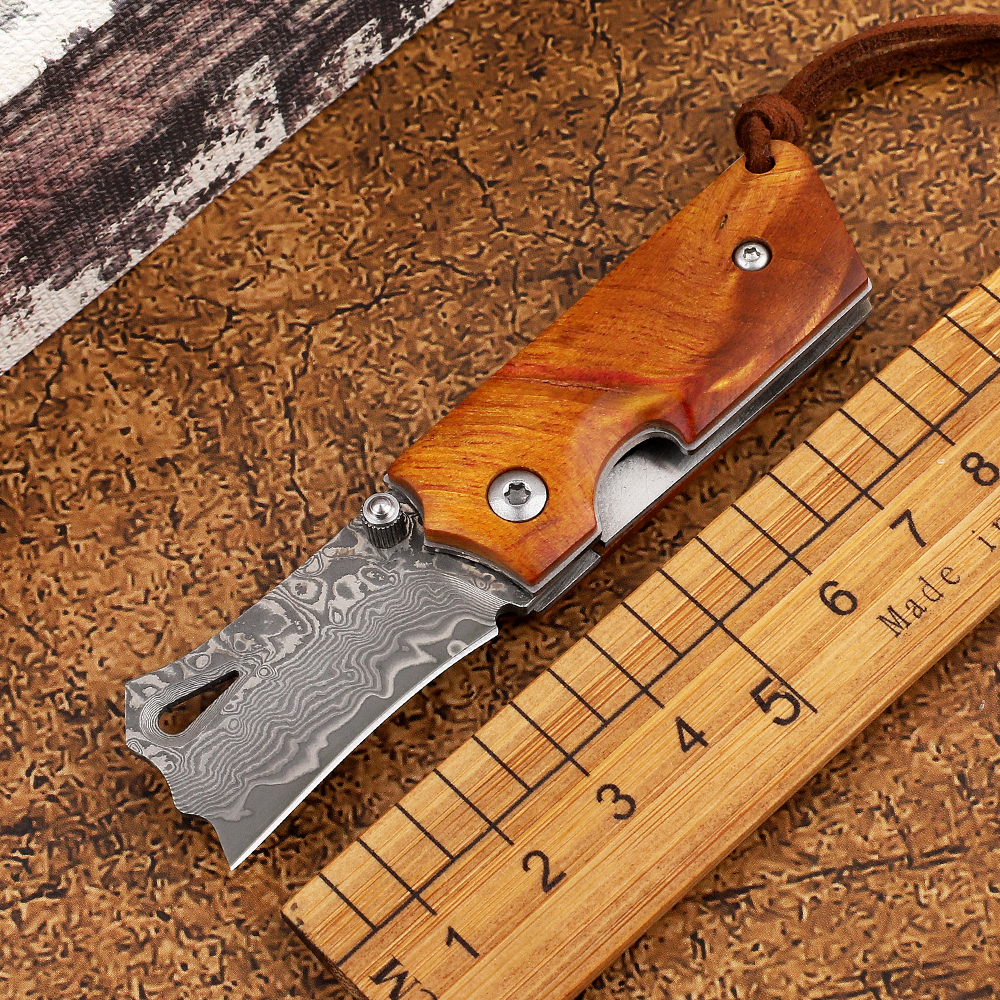 Mini Damascus steel folding knife with wooden handle outdoor tactical multifunctional camping hunting defense EDC tool knife
Mini Damascus steel folding knife with wooden handle outdoor tactical multifunctional camping hunting defense EDC tool knife