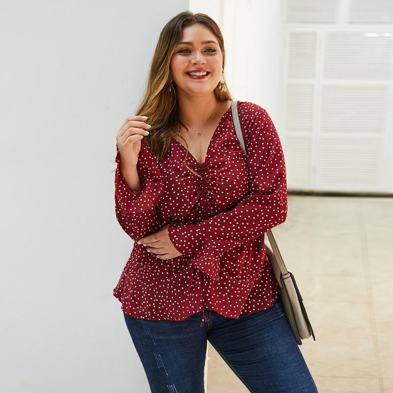 WHZHM Red Dot Shirt and Blouse Women Deep V-Neck Sexy Long Flare Sleeve Green Casual Printed White Loose Plus Size 3XL 4XL Tops
WHZHM Red Dot Shirt and Blouse Women Deep V-Neck Sexy Long Flare Sleeve Green Casual Printed White Loose Plus Size 3XL 4XL Tops