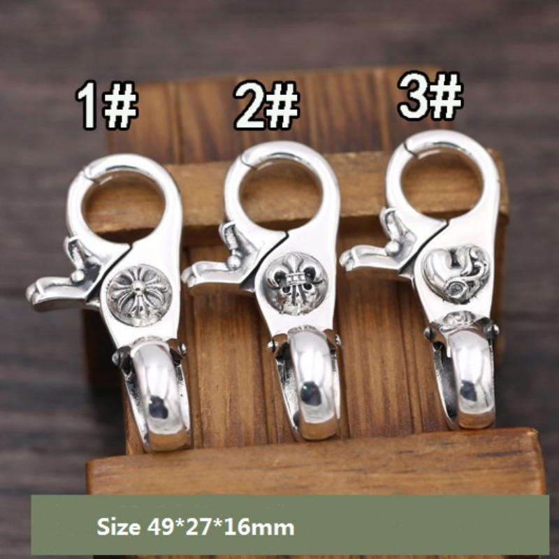 Vintage 925 sterling silver handmade fashion accessories antique silver American designer cross anchor heart designer keychains keyrings