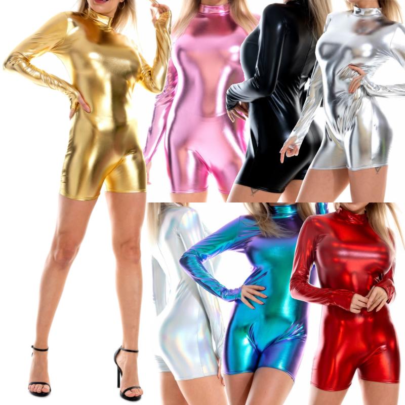 Sexy Women Latex Jumpsuit Shiny Catsuit Erotic PU Leather Bodycon Jumpsuit Bodysuit Costume Stage Dance Clubwear Rompers XXL, Pink 
Sexy Women Latex Jumpsuit Shiny Catsuit Erotic PU Leather Bodycon Jumpsuit Bodysuit Costume Stage Dance Clubwear Rompers XXL, Pink
