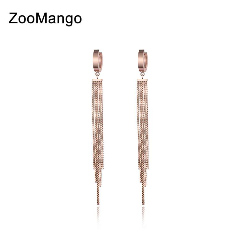 ZooMango Creative Rose Gold Color Long Tassel Hoop Earrings Fashion Titanium Steel Anniversary Earrings For Party Women ZE17069
ZooMango Creative Rose Gold Color Long Tassel Hoop Earrings Fashion Titanium Steel Anniversary Earrings For Party Women ZE17069