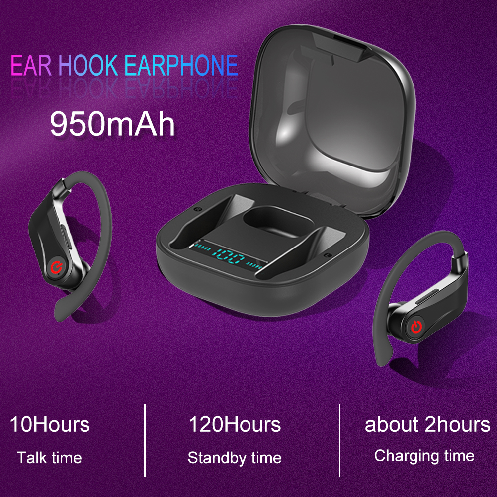 Power HBQ PRO TWS wireless earphones Bluetooth 50 earburds Stereo Sport headphones 950mah case Waterproof ear hook Headsets Q62530
