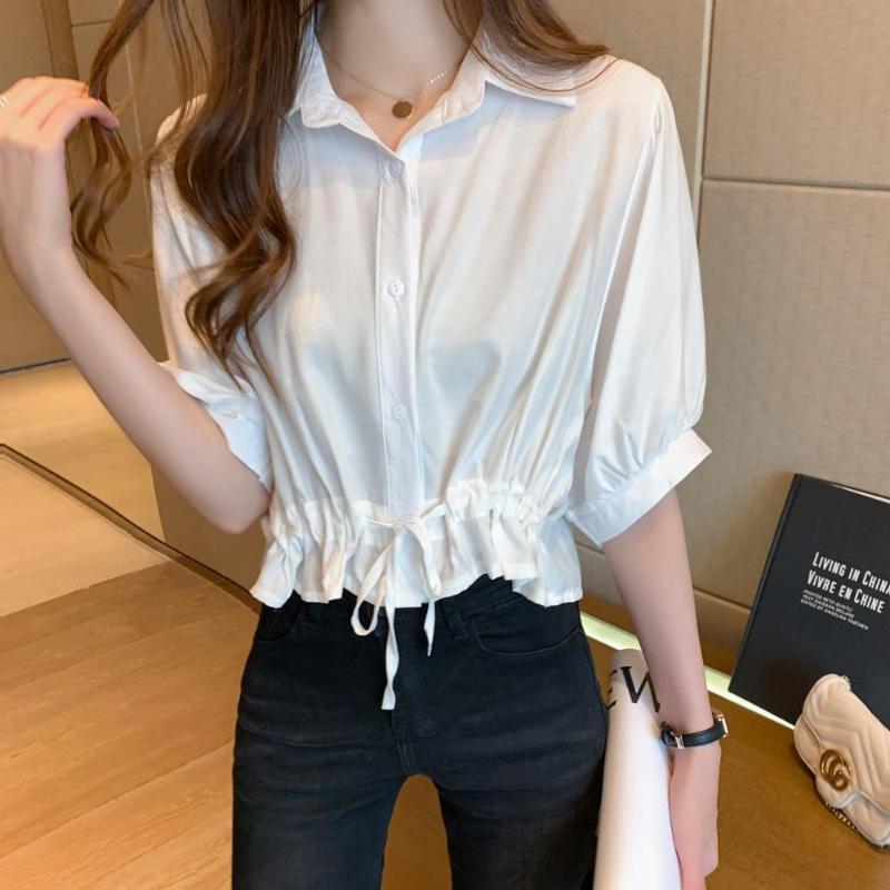 Short purple blouse female design minority 2020 Summer Korean version of simple fashion drawstring short sleeve shirt
Short purple blouse female design minority 2020 Summer Korean version of simple fashion drawstring short sleeve shirt