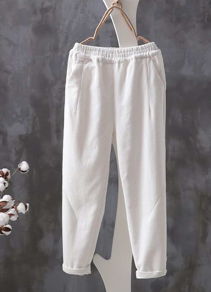 Neploe 100% Cotton Corduroy Harem Pants Autumn Winter Elastic High Waist Women Trousers Plus Size S-5XL Ankle-length Pants 54596 V191019