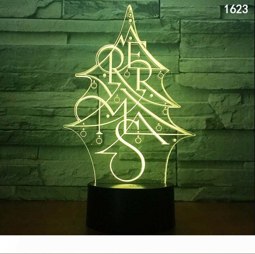 Arbre de Noël Bonhommes Animaux Cartoon insectes Musique Personnage 3D Illusion LED lampe de nuit lumière colorée lumières USB Powered mini nuit