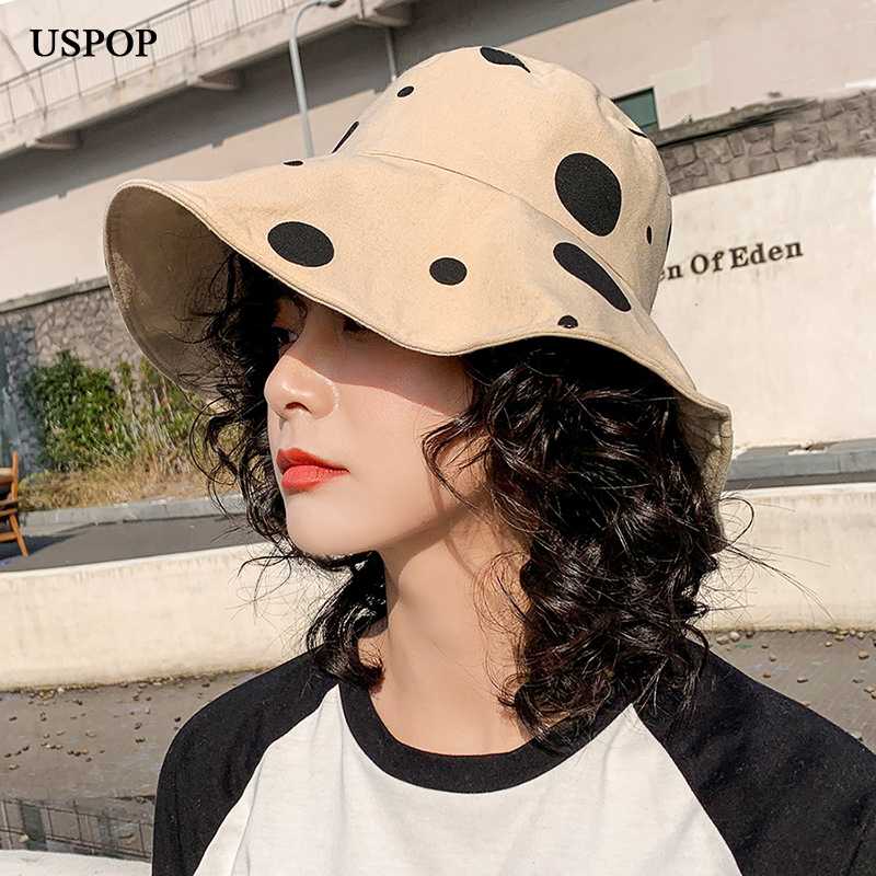USPOP 2020 summer hats women wide brim bucket hats female flat top cotton sun polka dot bucket hat anti uv cap, Black
USPOP 2020 summer hats women wide brim bucket hats female flat top cotton sun polka dot bucket hat anti uv cap, Black