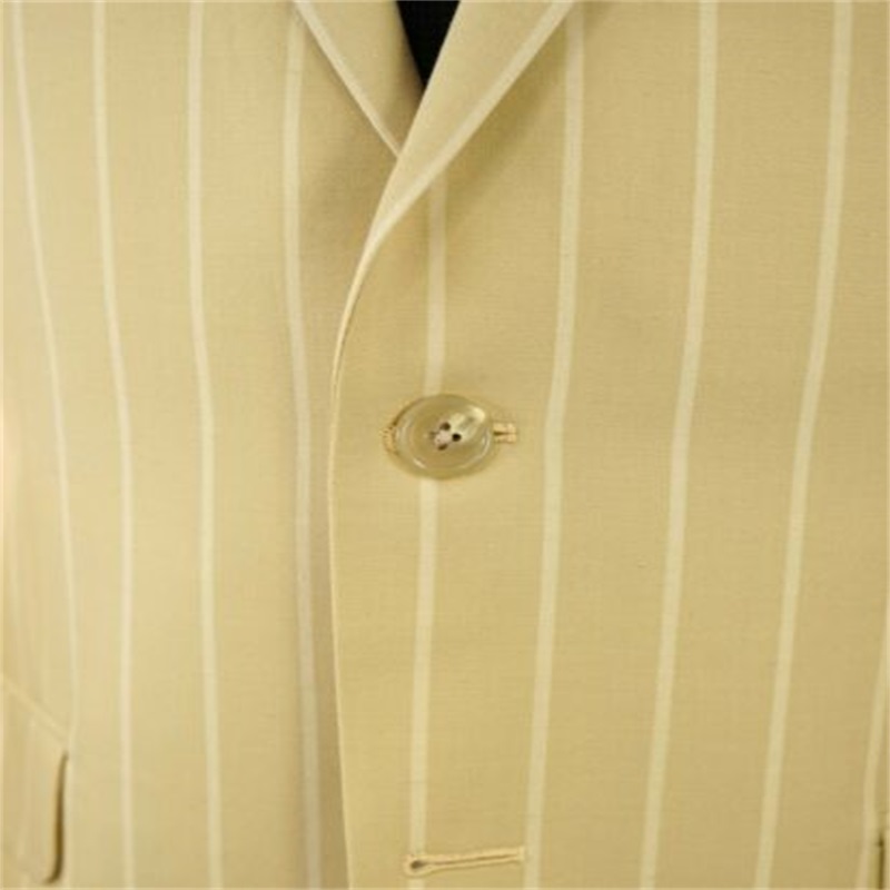 2-piece Custom Made Wedding Tuxedos Yellow Stripes Mens Suits Peaked Lapel Two Button Business Prom Party Blazer Suit Slim Fit