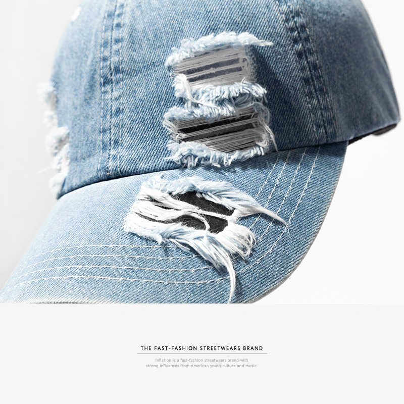 Denim Holes Damaged Casual Baseball Caps Fashion Streetwear Mens Hat Adjustable Summer Snapback