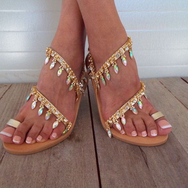 big yards summer diamond flat sandals wish speed sell pass hot style lightweight hollow out ms Roman sandals, Gold
big yards summer diamond flat sandals wish speed sell pass hot style lightweight hollow out ms Roman sandals, Gold