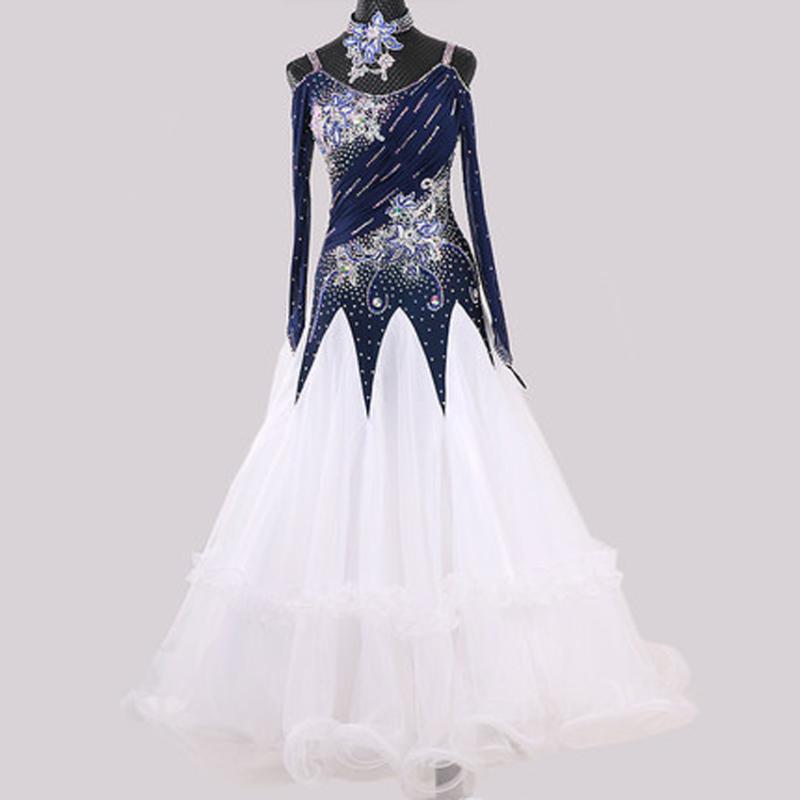 Ballroom dance big swing skirt dress modern dance skirt new game high-end ballroom tango waltz dress, Blue
Ballroom dance big swing skirt dress modern dance skirt new game high-end ballroom tango waltz dress, Blue
