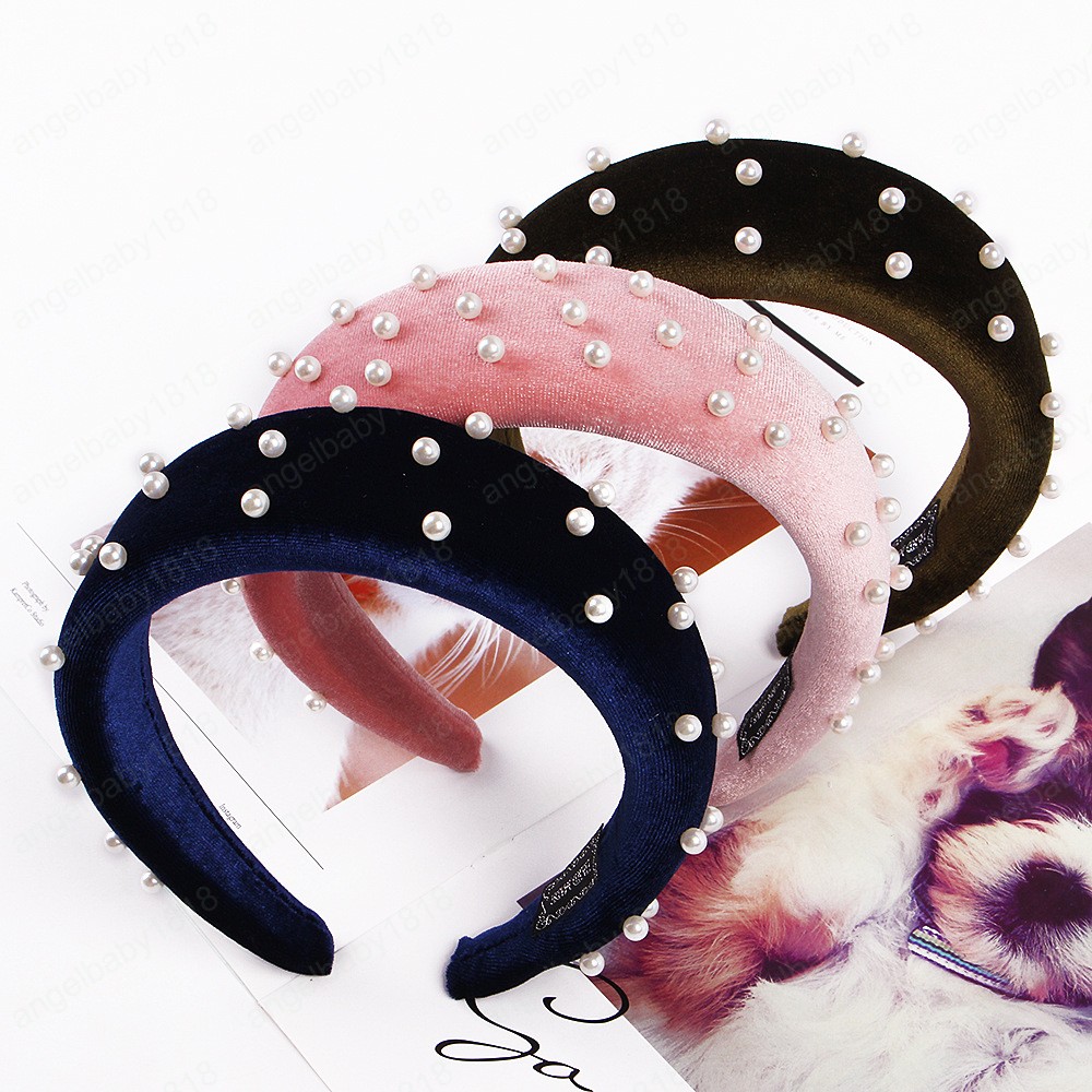 New fashion Sponge Thick Velvet Headbands for Women Hair Accessories Band Autumn Wide Simulation Pearls Headwear Hairbands
