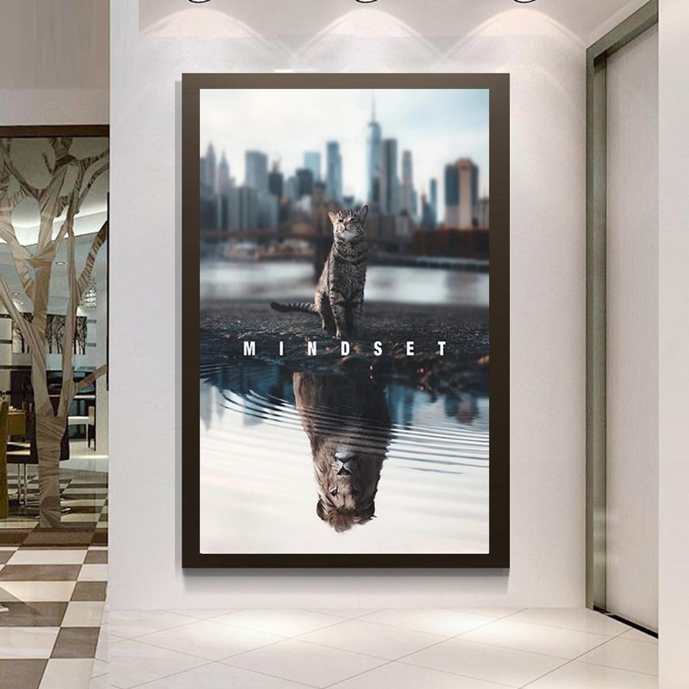 Motivational Poster Art Canvas Painting Mindset Is Everything Cat Changed Into A Lion Inspirational Wall Art Picture for Office Home Decor
Motivational Poster Art Canvas Painting Mindset Is Everything Cat Changed Into A Lion Inspirational Wall Art Picture for Office Home Decor