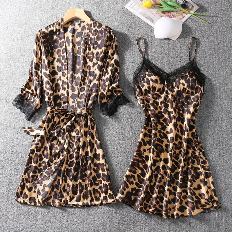 Women's Robe Gown Set 2020 New Silk Leopard Robe And Nightdress 2 Pieces Home Suit Summer Sexy Lace Sleepwear Nightwear, B-1 2pcs
Women's Robe Gown Set 2020 New Silk Leopard Robe And Nightdress 2 Pieces Home Suit Summer Sexy Lace Sleepwear Nightwear, B-1 2pcs