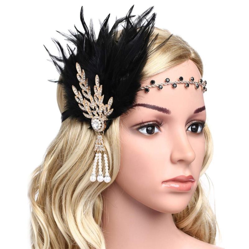 Art Deco 1920's Flapper Great Gatsby Inspired Leaf Medallion Pearl Headband Black Feather (Gold and Black Feather
Art Deco 1920's Flapper Great Gatsby Inspired Leaf Medallion Pearl Headband Black Feather (Gold and Black Feather