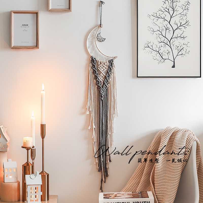 

Tapestry Moon Macrame Tapiz Pared Tela Fille Macrame Wall Hanging Hippie Dorm Decor Dreamcatcher Aesthetics Girl Room Boho