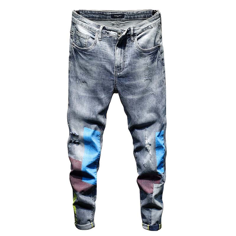 KIOVNO Fashion Men's Ripped Fashion Denim Pants Slim Patchwork Jeans Trousers For Male, Blue
KIOVNO Fashion Men's Ripped Fashion Denim Pants Slim Patchwork Jeans Trousers For Male, Blue