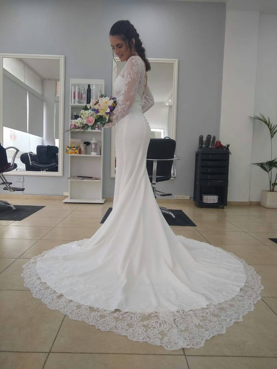 Sexy Backless Mermaid Wedding Dress 2021 Satin and Lace Long Sleeve Wedding Bridal Gowns with Belts Brush Train vestido de noiva