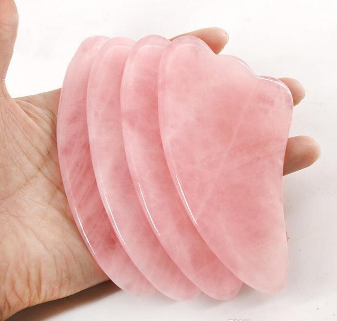 

Rose Quartz pink Jade Guasha Board Natural Stone Scraper Chinese Gua Sha pad For Face Neck Back Body Acupuncture Pressure Therapy