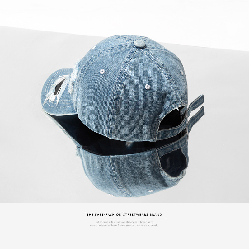 Denim Holes Damaged Casual Baseball Caps Fashion Streetwear Mens Hat Adjustable Summer Snapback