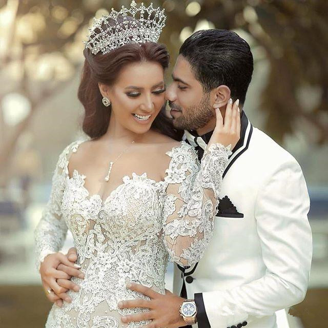 Long Sleeve Mermaid Wedding Dresses with Detachable Train 2021 Luxury Pearls Beaded Lace Applique Princess Vestidos De Novia