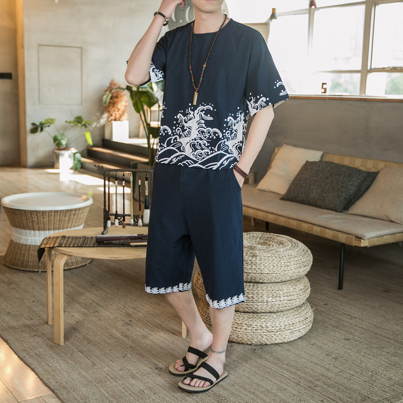 Men's suit short sleeve shorts Chinese style suit men's loose fashion Chinese style summer, Black
Men's suit short sleeve shorts Chinese style suit men's loose fashion Chinese style summer, Black
