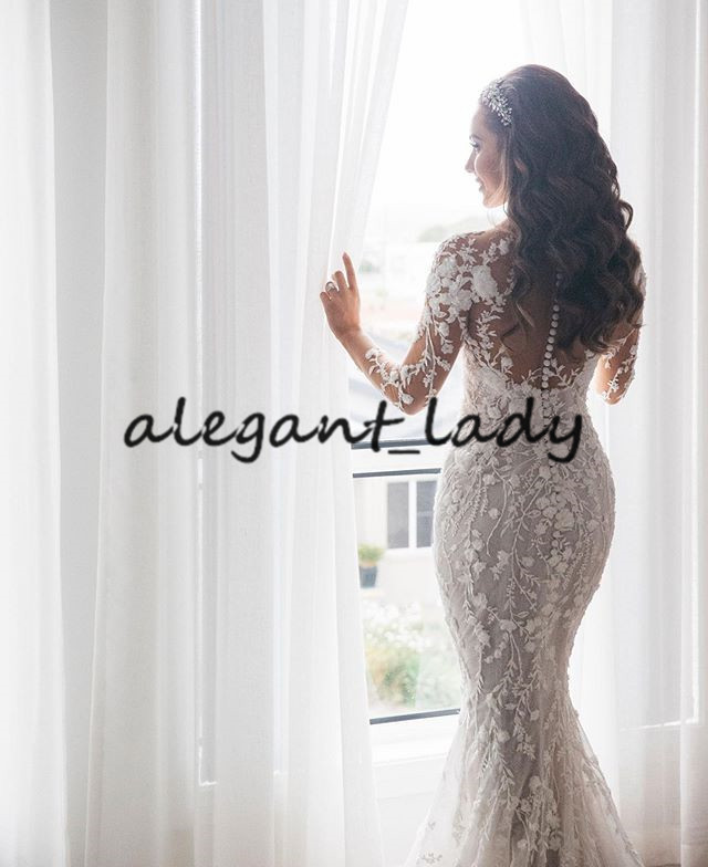 Plus Size Vestido De Noiva 2021 Illusion Long Sleeve Mermaid Wedding Dresses Lace Applique Beach Bohemian Fishtail Bride Dress