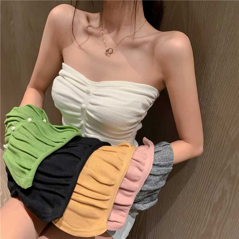 Girls Knitted Tube Tops Women's Sexy Casual Buttons Wrap Tubes Bandeau Short Tank Crop Top For Female, Black
Girls Knitted Tube Tops Women's Sexy Casual Buttons Wrap Tubes Bandeau Short Tank Crop Top For Female, Black